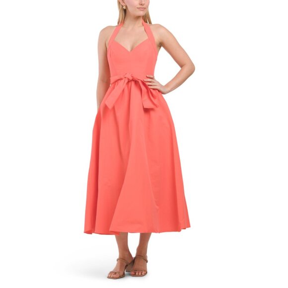 SHOSHANNA coral Georgia Midi Dress